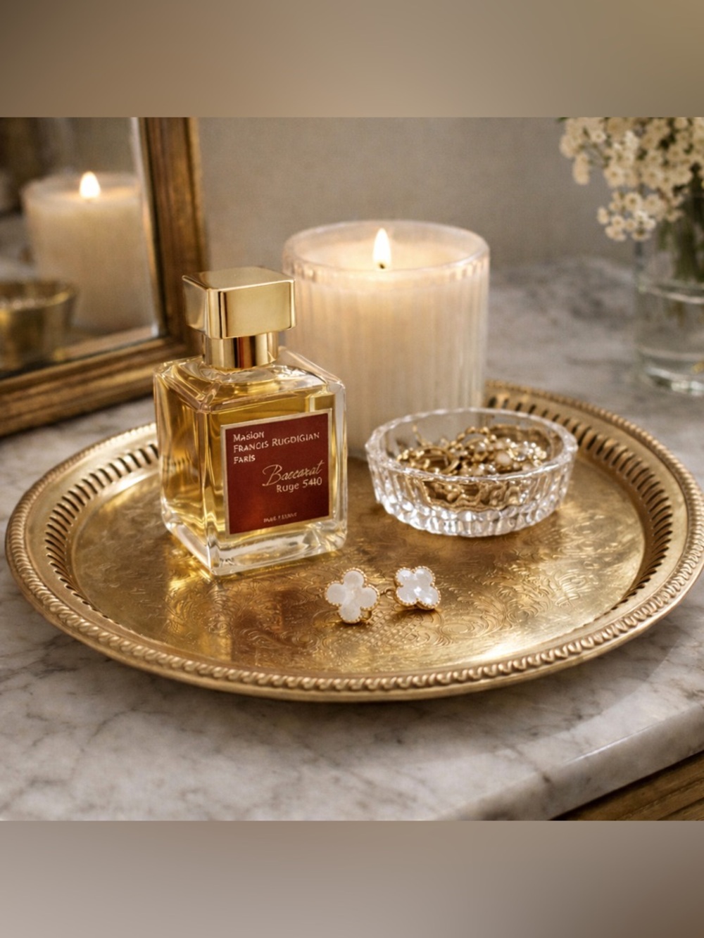 Vintage Italy 24K Gold Electroplated Tray | Ornate Engraved Vanity / Bar Tray